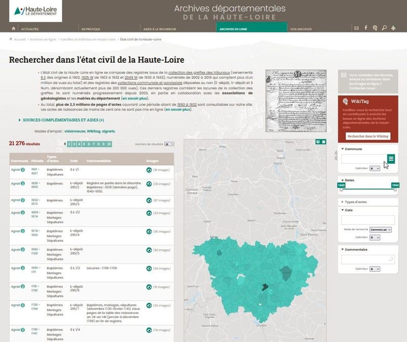 Archives départementales de la Haute-Loire. Nouvelle version de notre site internet.