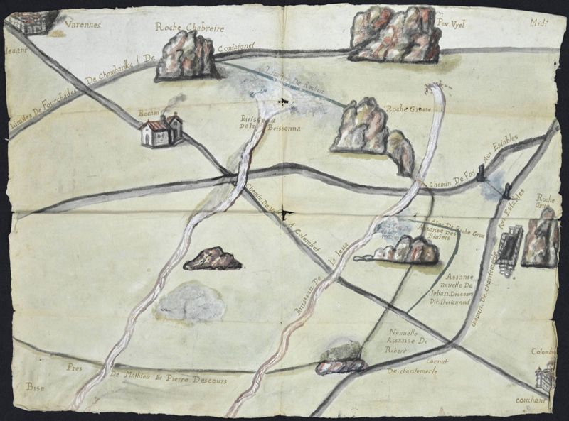 Archives départementales de la Haute-Loire. Plans de terroir du couvent de La chartreuse de Bonnefoy (66 H 16).
