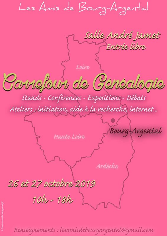 Archives départementales de la Haute-Loire. Carrefour de généalogie de Bourg-Argental (2019).