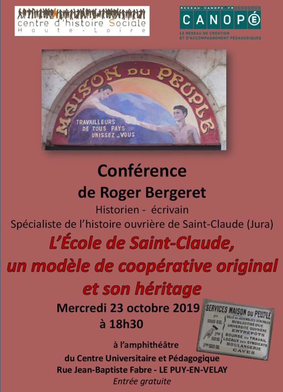 Archives départementales de la Haute-Loire. Centre d'histoire sociale de Haute-Loire, conférence de Roger Bergeret.