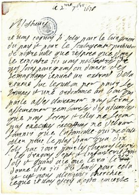 Archives départementales de la Haute-Loire. Cours de paléographie, mois de septembre 2019, page 2/4 (1 C 412).
