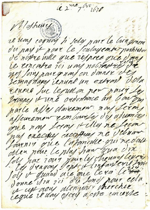 Archives départementales de la Haute-Loire. Cours de paléographie, mois de septembre 2019, page 2/4 (1 C 412).