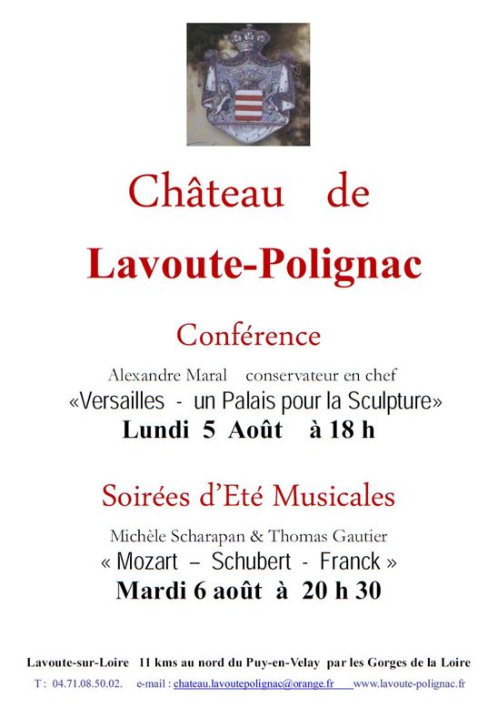 Archives départementales de la Haute-Loire. Conférence d'Alexandre Maral à Polignac, "Versailles, un palais pour la sculpture".