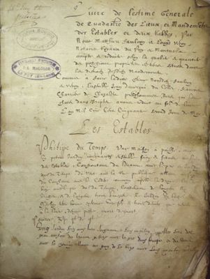 Archives départementales de la Haute-Loire. Compoix des Estables 1 J 964 (photographie Jean-Paul Rique).