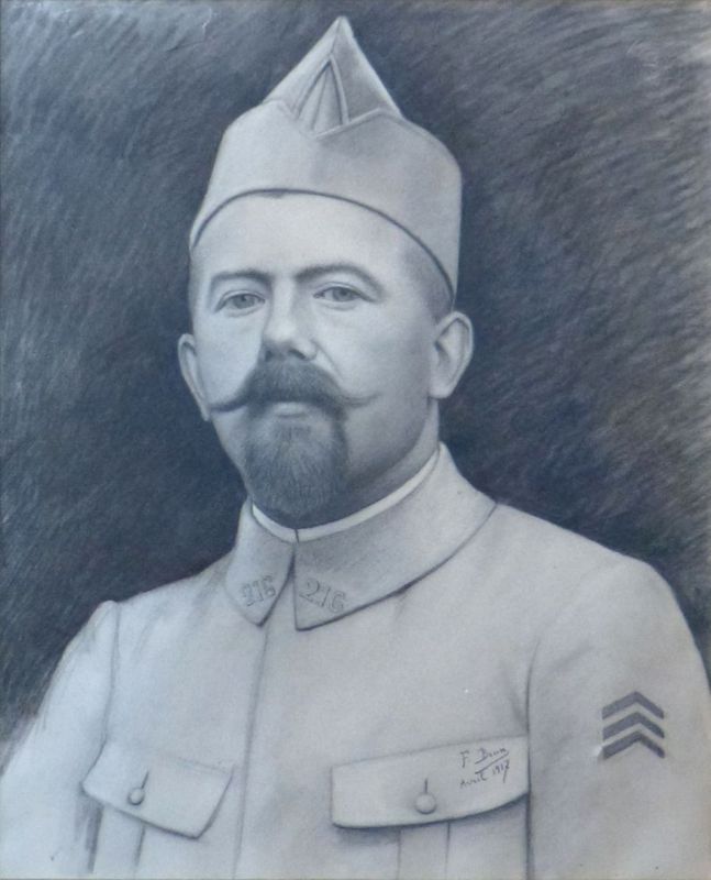 Archives départementales de la Haute-Loire. Inventaire des archives du Lycée Charles et Adrien Dupuy, portrait d'Albert Parayre, professeur mort pour la France en 1916 (2104 W 43).