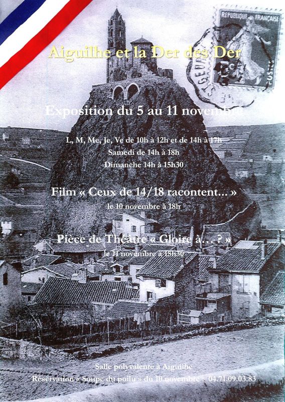 Archives départementales de la Haute-Loire. Exposition "Aiguilhe et la Der des ders", association Aiguilhe-Animation (5-11 novembre 2018).