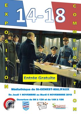 Archives départementales de la Haute-Loire. Exposition dans le cadre du Centenaire de la Grande Guerre à Saint-Genest-Malifaux.