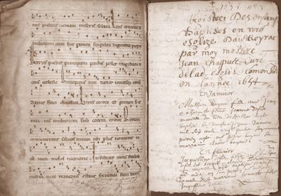 Archives départementales de la Haute-Loire. État civil en ligne, mise à jour des collections communale et paroissiale de mai 2017 à septembre 2018 (Auteyrac, baptêmes 1654-1669,	E-dépôt 52/2, détail).