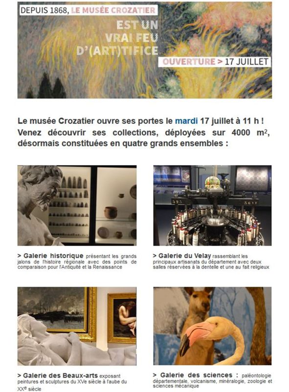 Archives départementales de la Haute-Loire. Ouverture du musée Crozatier. 