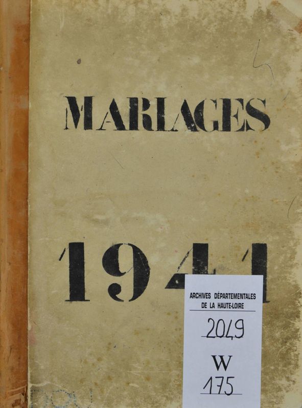 Archives départementales de la Haute-Loire. État civil 1933-1942 consultable en salle de lecture (2049 W).
