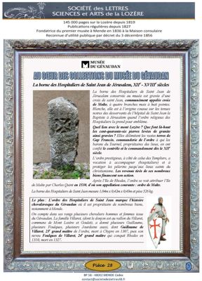 Archives départementales de la Haute-Loire. Société des Lettres, sciences et arts de Lozère, borne des Hospitaliers. 