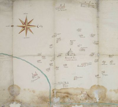 Archives départementales de la Haute-Loire. Plan de La Chapelle-Bertin et Josat, an V (2 L 219)