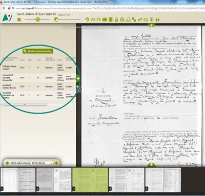 Archives départementales de la Haute-Loire. Contribution des Archives de la Loire à l'annotation collaborative (suite). 