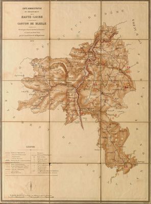 Archives départementales de la Haute-Loire. Atlas cantonnal des Ponts et chaussées, 1878-1888, canton de Blesle (1942 W).