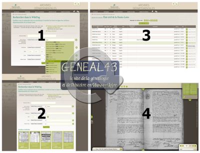 Archives départementales de la Haute-Loire. Import des relevés du site geneal43.com dans le Wikitag du site des Archives départementales.