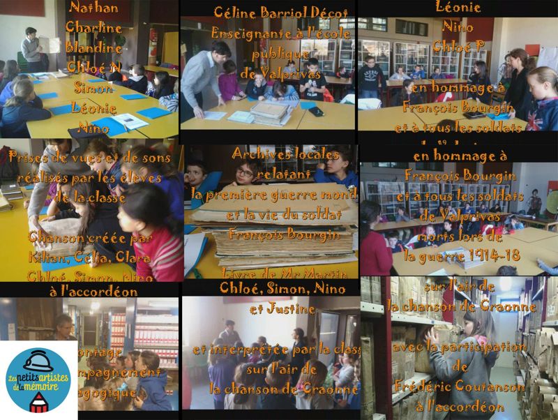 Archives départementales de la Haute-Loire. L'école de Valprivas participe à un atelier du Service éducatif aux Archives départementales (31 mars 2015).