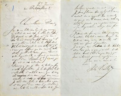 Archives départementales de la Haute-Loire. Lettre de Jules Vallès (1 J 955).