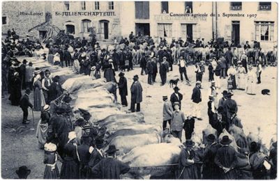 Archives départementales de la Haute-Loire. Cartes postales anciennes de Haute-Loire (Concours agricole du 2 septembre 1907, 12 Fi SAINT-JULIEN-CHAPTEUIL 19).