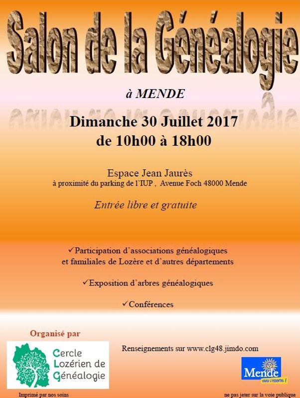 Archives départementales de la Haute-Loire. Salon de la généalogie en Lozère (Cercle lozérien de généalogie).