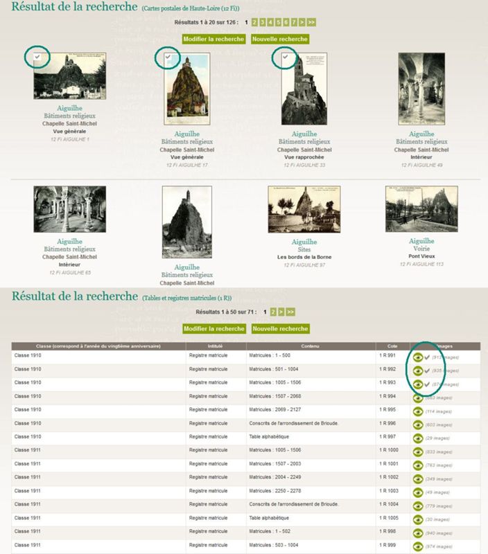 Archives départementales de la Haute-Loire. Vos résultats de recherche visionnés récemment sur le site sont désormais repérés (mars 2017).