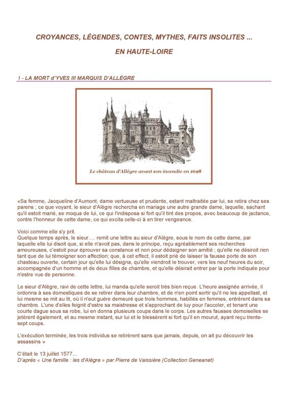 Archives départementales de la Haute-Loire. Travaux de Raymond Caremier, "Guerres et conflits" (3 Num 230/10).