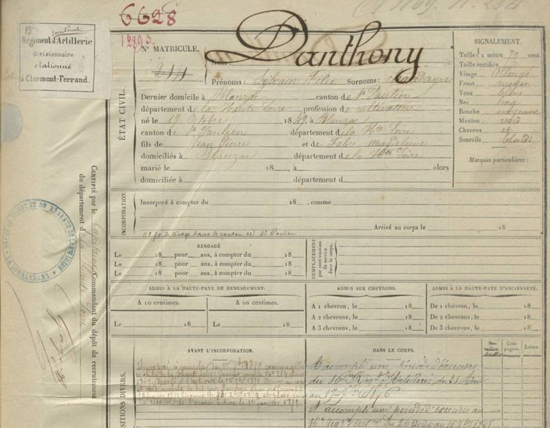 Tables et registres matricules militaires (1 R) 