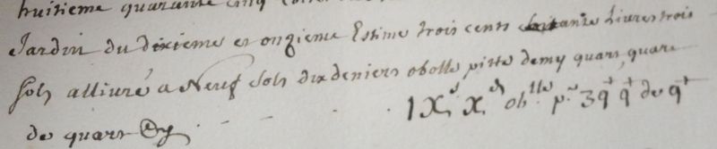 Classement des parcelles (dixième et onzième), estimation foncière en livres, et allivrement en oboles et parts de points