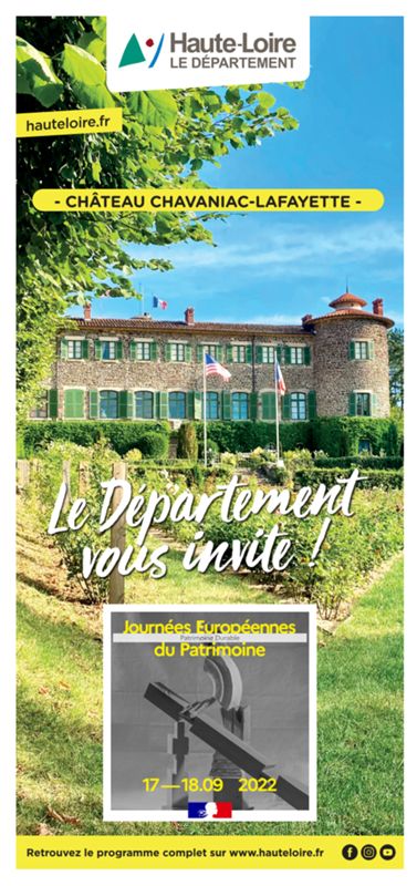 JEP2022# au château de Chavaniac-Lafayette les 17 et 18 septembre, en lien avec l’exposition temporaire : flyer.