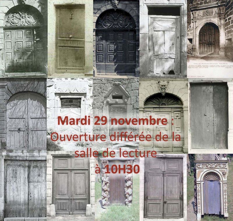 Ouverture différée de la salle de lecture mardi 29 novembre 2022.