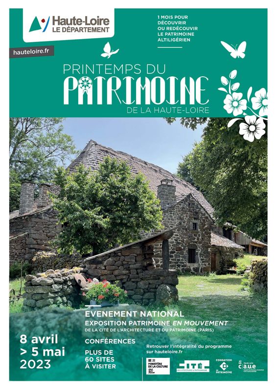 Printemps du patrimoine de la Haute-Loire, 8 avril-5 mai 2023, affiche
