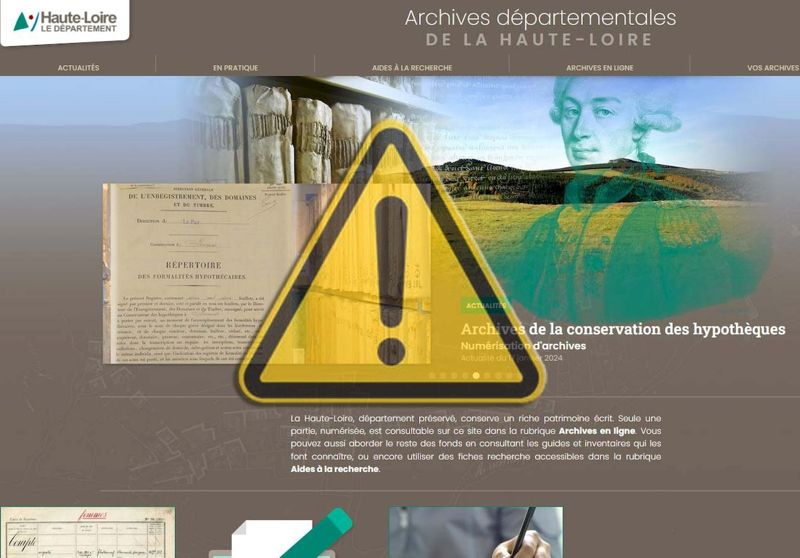 Maintenance sur le site internet des Archives