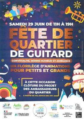 Affiche de la fête de quartier de Guitard 2024 (Service communication Ville et Agglo du Puy-en-Velay)