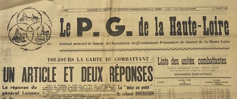 Une du journal "Le P.G de la Haute-Loire" du 1er juillet 1949 (extrait) 