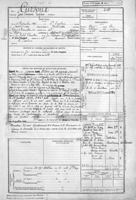 Fiche matricule militaire n° 2033, classe 1923 (Arch. dép. Haute-Loire, 1 R 1088)