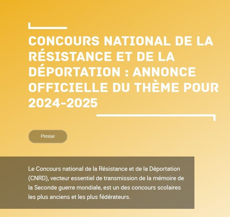 Annonce du Concours national résistance et déportation 2024-2025