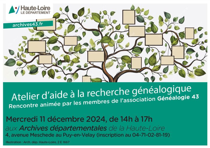 Atelier d'aide à la recherche généalogique