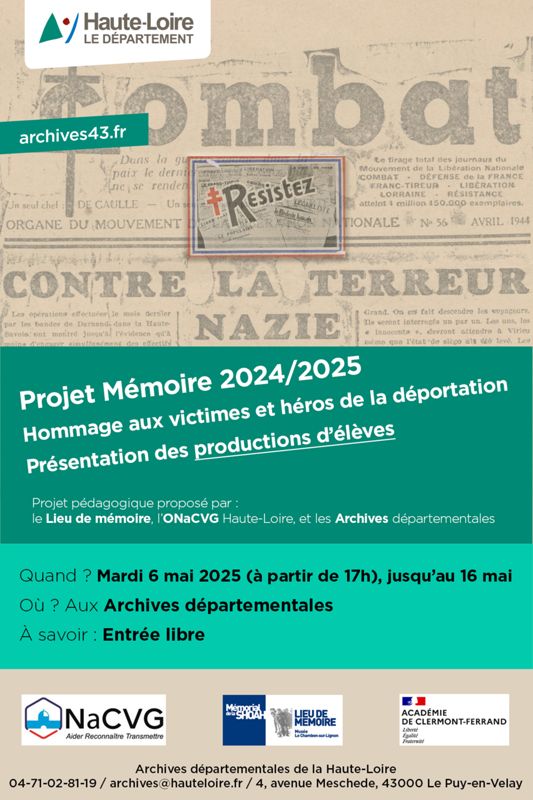 Exposition "Projet mémoire 2024/2025"