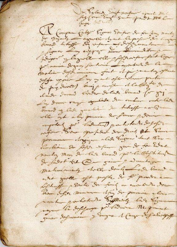 Archives départementales de la Haute-Loire. Registre de justice du mandement du Villaret d’Apchier, 1622 à 1667 (309 B 4, extrait).