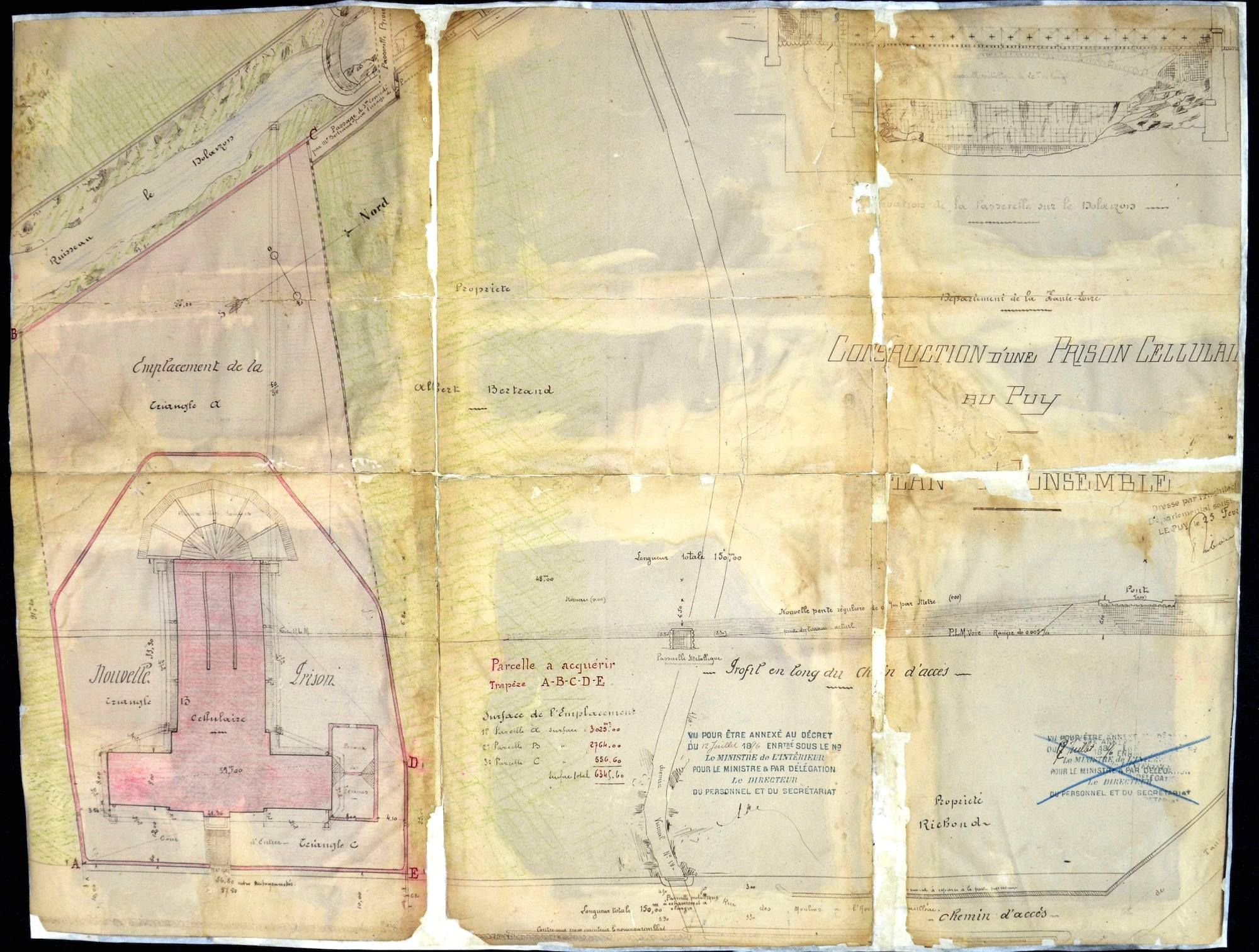 Plan de construction d'une prison cellulaire au Puy