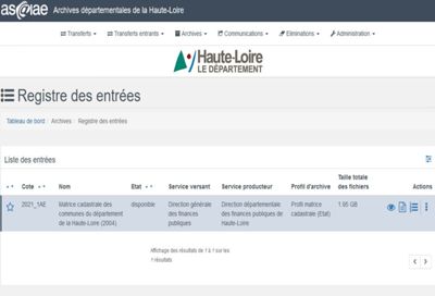 Archives départementales de la Haute-Loire. Premier versement d'archives électroniques dans le S.A.E. !