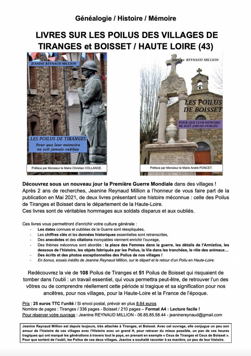 Les Poilus des villages de Tiranges et Boisset