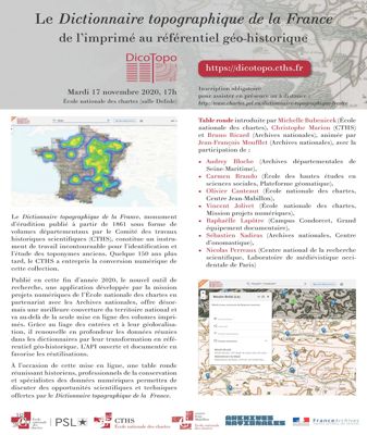Archives départementales de la Haute-Loire. Dictionnaire topographique en ligne, Comité des travaux historiques et scientifiques (CTHS).