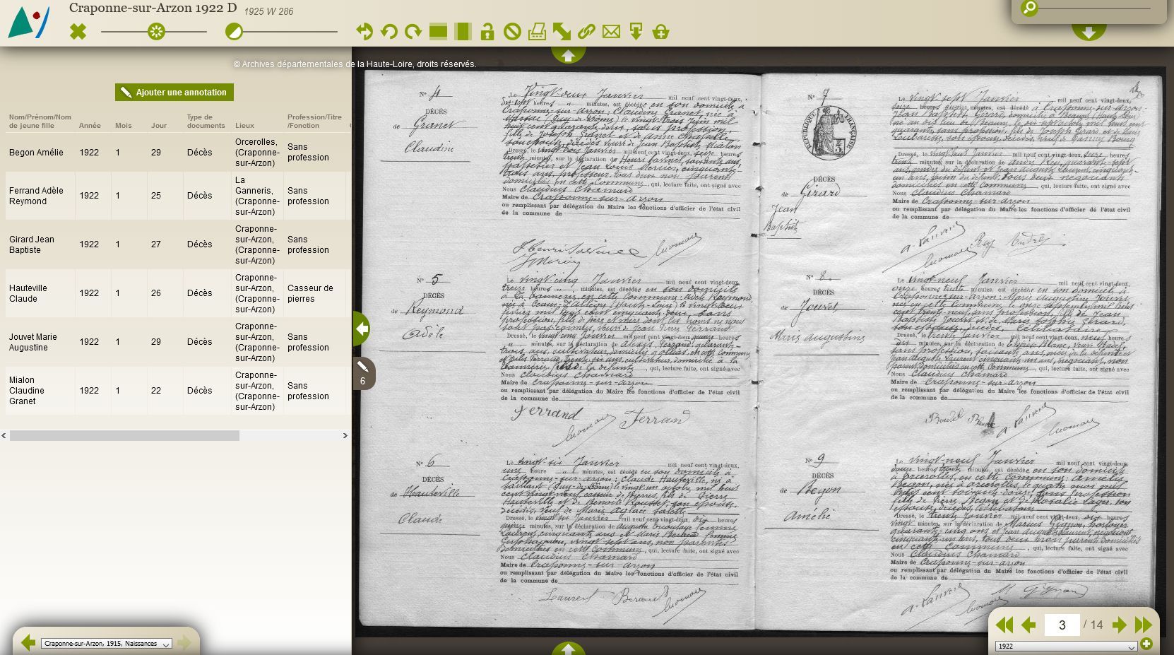 Merci les Archives de la Loire !