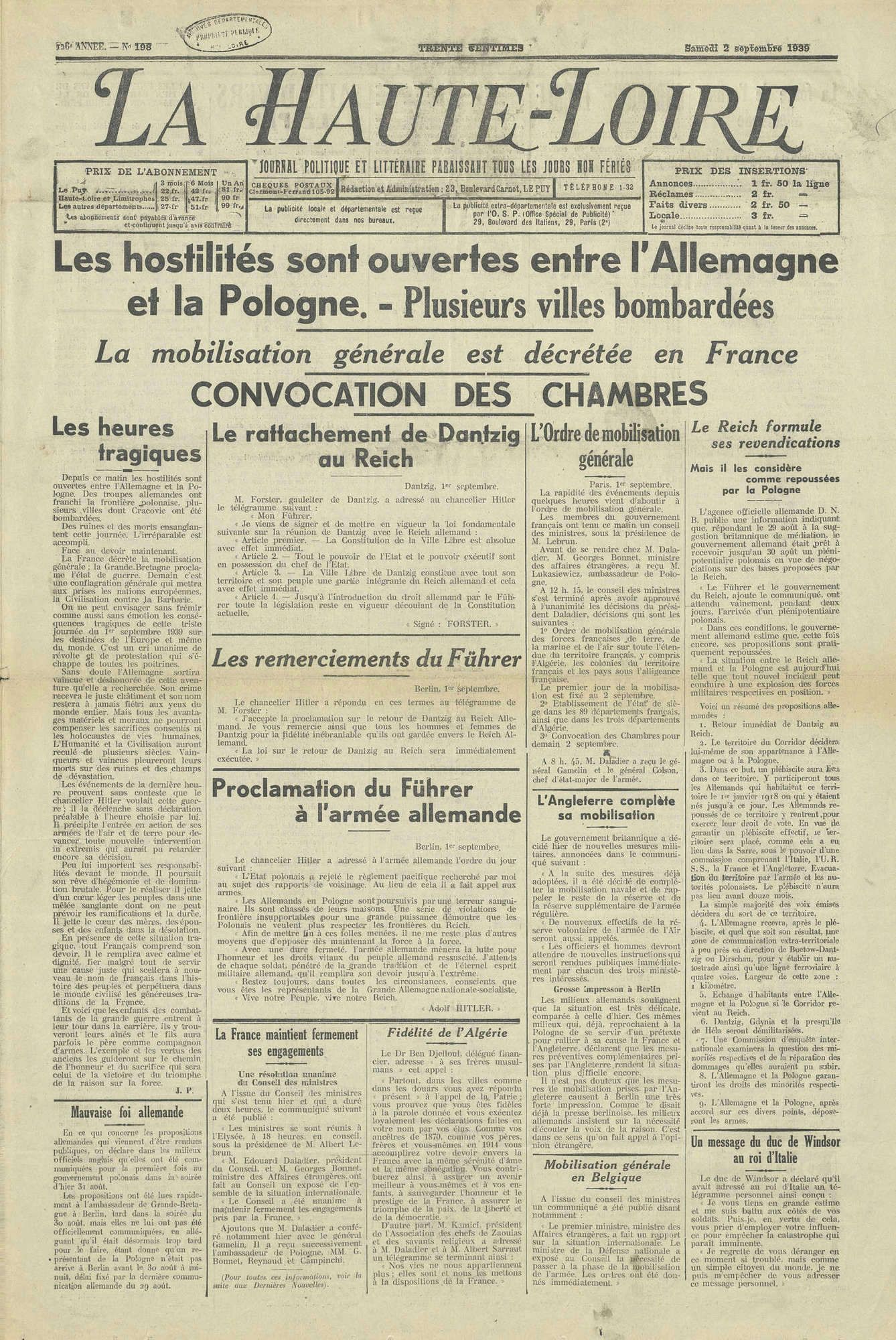 Journal La Haute-Loire (1920-1944)