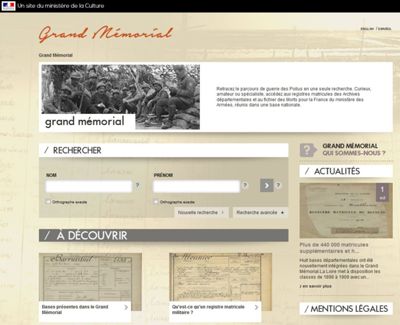 Archives départementales de la Haute-Loire. Site internet du Grand mémorial.