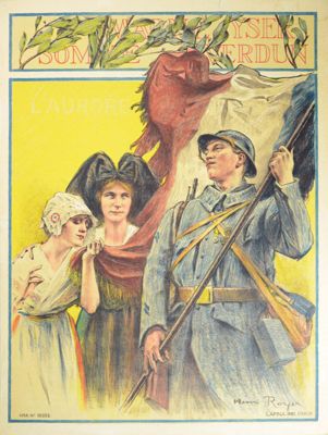 Archives départementales de la Haute-Loire. Quiz Grande guerre année 1918, question du mois de septembre 2018 (L'Aurore, affiche d'Henri Royer, 1918, 11 Fi 1340).