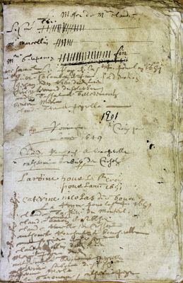 Archives départementales de la Haute-Loire. Extrait du registre des BMS de Sainte-Sigolène, 1644-1676 (E-dépôt 662/1).