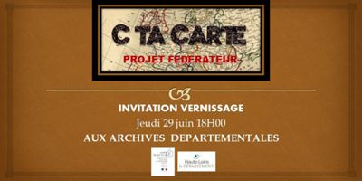 Archives départementales de la Haute-Loire. Exposition "C ta carte !" 2017 (réalisation : Cindy Maroto).