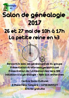 Archives départementales de la Haute-Loire. Salon de la généalogie en Haute-Loire 2017 organisé par l'association "Généalogie 43".