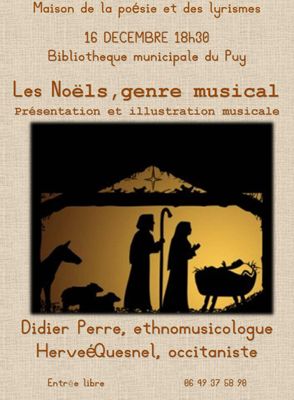 Archives départementales de la Haute-Loire. Conférence musicale "Les Noëls comme genre musical" à la Bibliothèque municipale du Puy-en-Velay (16 décembre 2016).